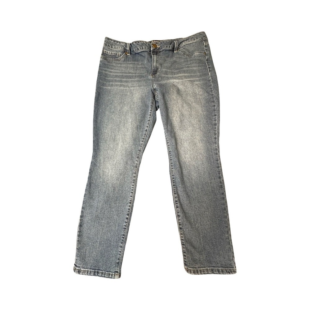 d.jeans Jeans Womens 20W Blue Straight Leg Mid Wash Stretch Denim Casual